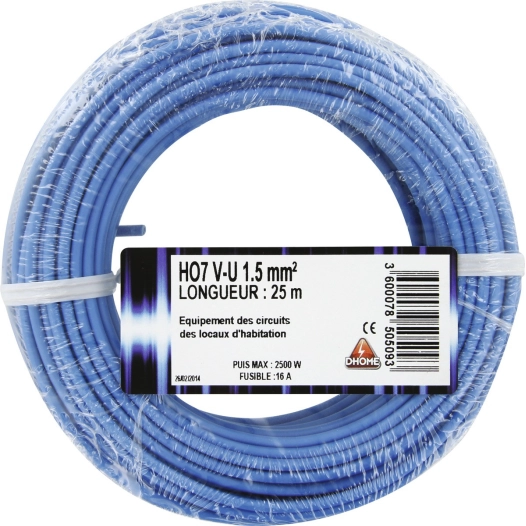 H07 v-u 1,5 mm² 25 bleu
