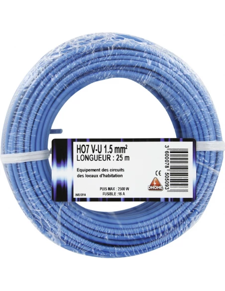 H07 v-u 1,5 mm² 25 bleu