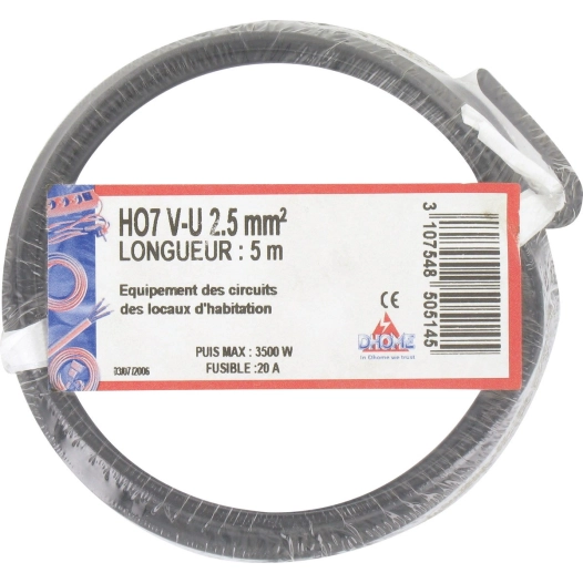H07 v-u 2,5 mm² 5 noir