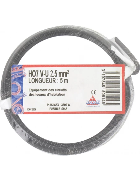H07 v-u 2,5 mm² 5 noir
