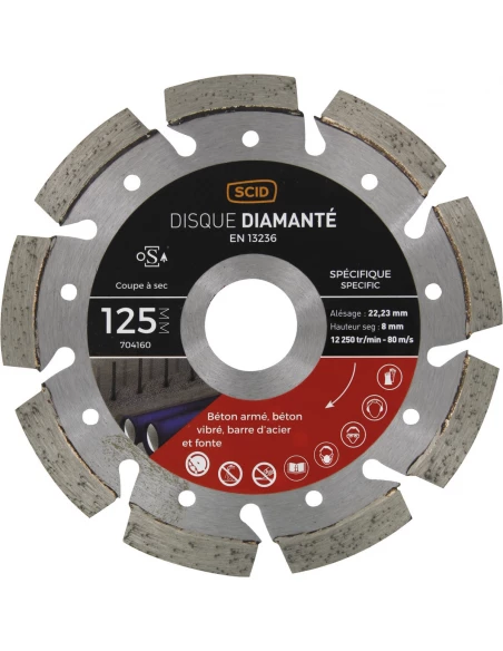 Disque ventillé béton métal 125 22,23