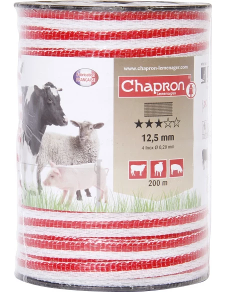 Ruban de Clôture 12 , 5 Mm 200 Blanc – Blanc – Rouge