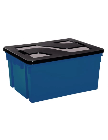 Bac de rangement avec couvercle 50 l 56 x 41 x 29,5 bleu/noir