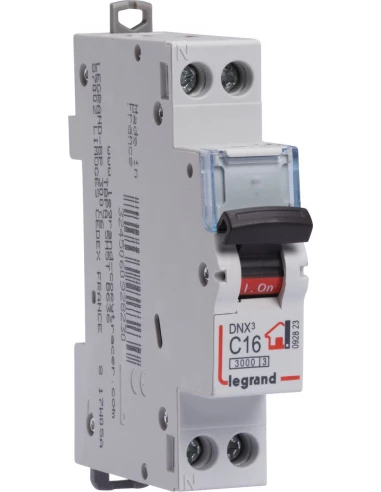 Disjoncteur dnx type c unipolaire + neutre 230 v coupure 3000 a 16A