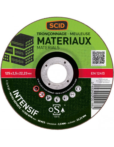 Disque à tronçonner usage fréquent matériaux  ø (mm) 125 - 3493420001882 - SCID - 869830