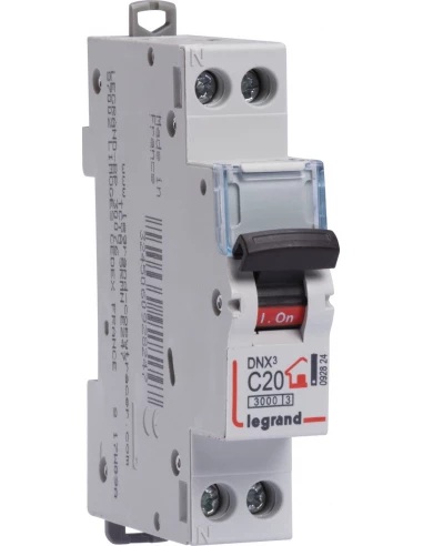 Disjoncteur dnx type c unipolaire + neutre 230 v coupure 3000 a 20A