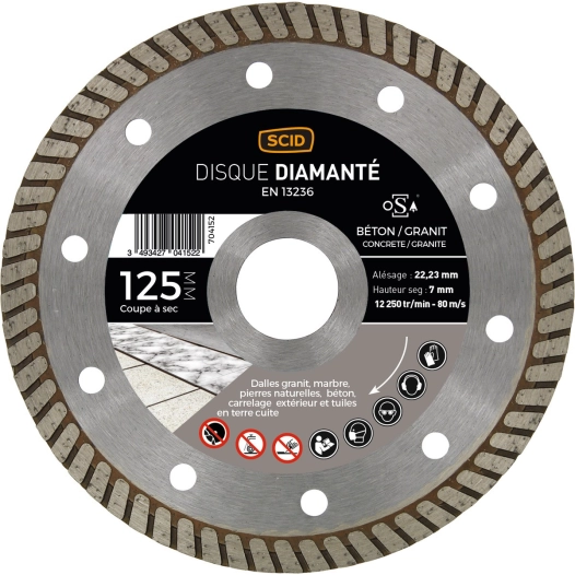 Disque béton granit crénelé 125 22,23