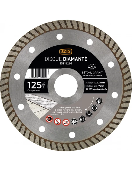 Disque béton granit crénelé 125 22,23