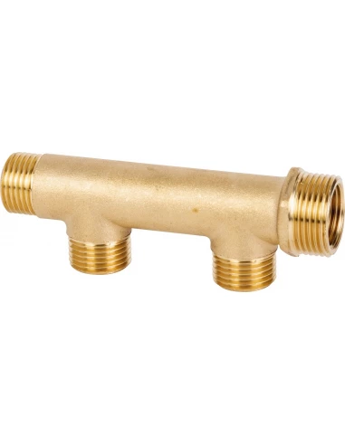 Collecteur laiton entrée male - départs male v 3 départs