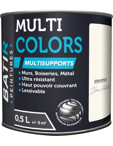 Peinture Batir Multi-Supports Satin Soyeux 0,5 L blanc albatre