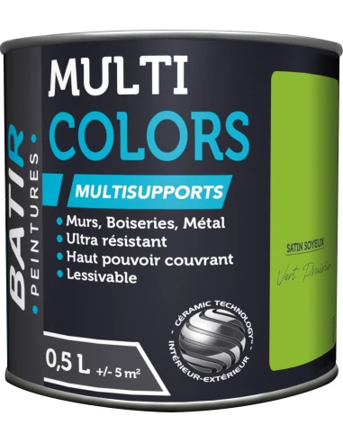 Peinture Multi-Supports Satin Soyeux 0,5 L vert prairie - BATIR