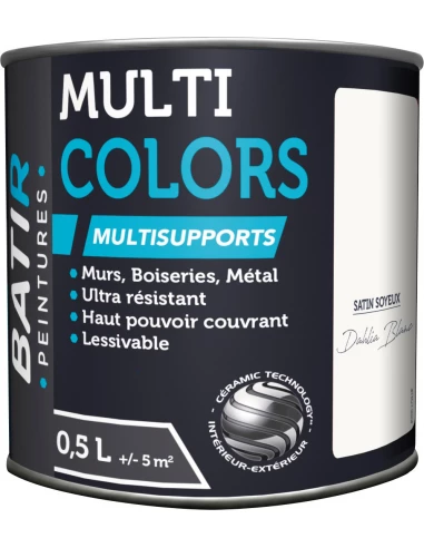 Peinture Batir Multi-Supports Satin Soyeux 0,5 L dahlia blanc