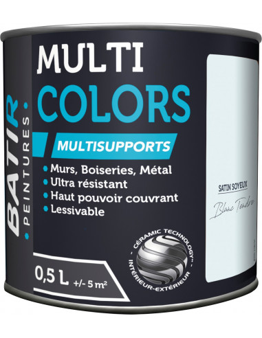 Peinture Batir Multi-Supports Satin Soyeux 0,5 L blanc tendre