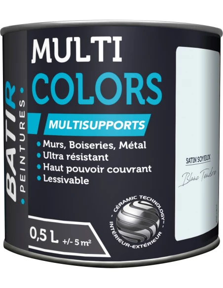Peinture Batir Multi-Supports Satin Soyeux 0,5 L blanc tendre