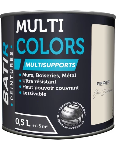 Peinture Batir Multi-Supports Satin Soyeux 0,5 L gris bouleau
