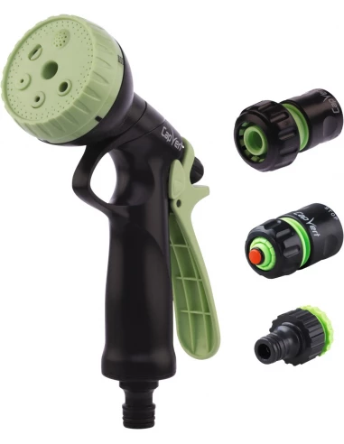 Kit pistolet d'arrosage à pomme abs et raccord 19 6 positions