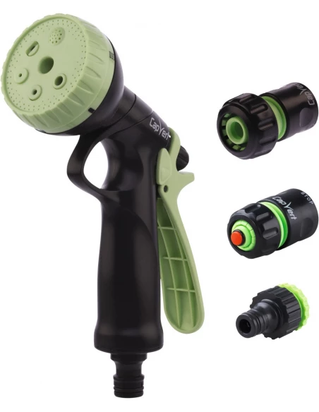 Kit pistolet d'arrosage à pomme abs et raccord 19 6 positions