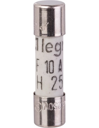 Cartouche de fusible miniature - Cylindrique - Tension 250 V- 5x20 10a - 10 pièces - LEGRAND