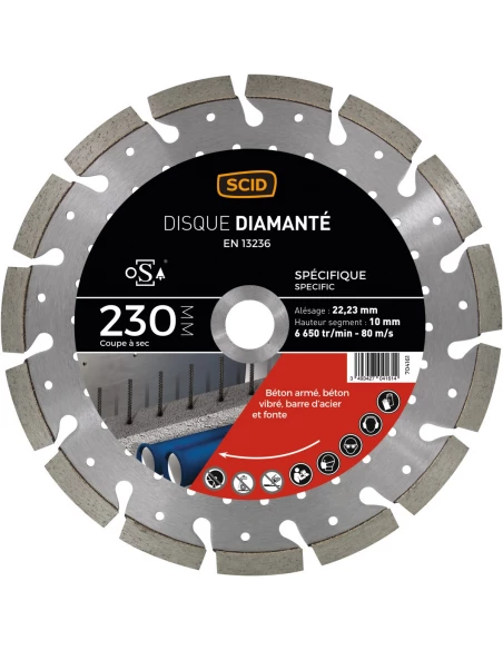 Disque ventillé béton métal 230 22,23