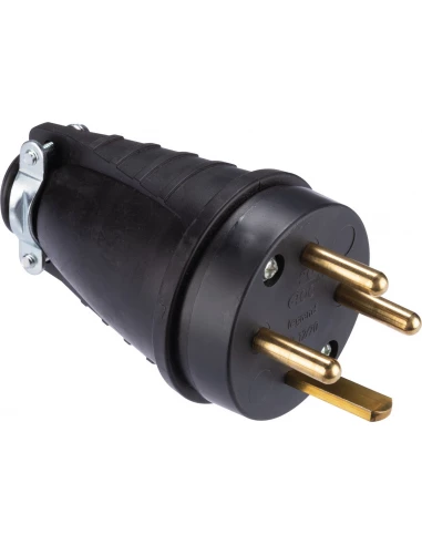 Fiche Caoutchouc Noir 3p+t 20 A Legrand - Mâle - Sortie Droite - Noir