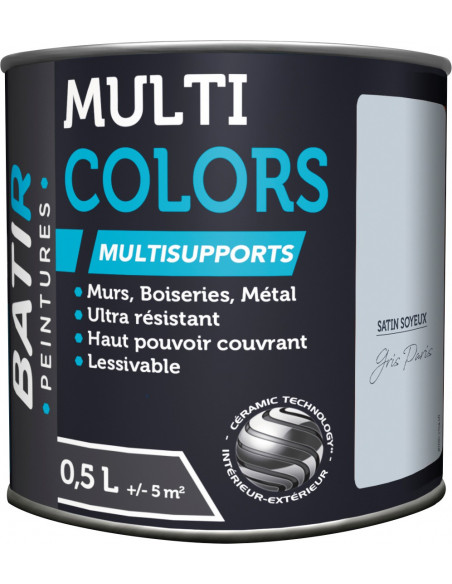 Peinture Batir Multi-Supports Satin Soyeux 0,5 L gris paris