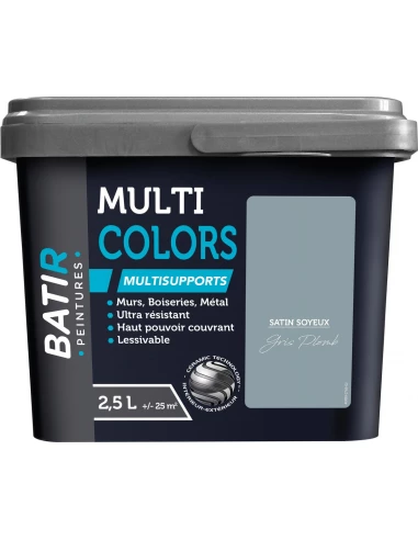 Peinture Batir Multi-Supports Satin Soyeux 2,5 L gris plomb
