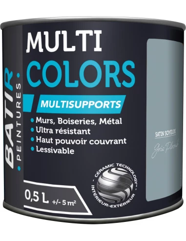 Peinture Batir Multi-Supports Satin Soyeux 0,5 L gris plomb