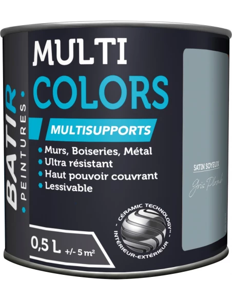 Peinture Batir Multi-Supports Satin Soyeux 0,5 L gris plomb