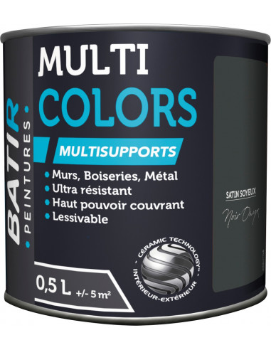 Peinture Batir Multi-Supports Satin Soyeux 0,5 L noir onyx