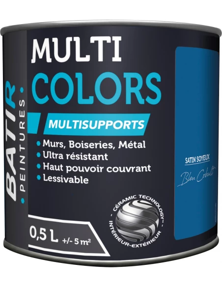 Peinture Batir Multi-Supports Satin Soyeux 0,5 L bleu cobalt