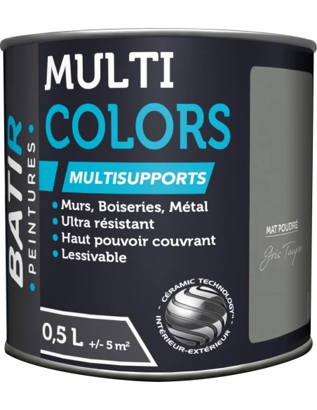 Peinture mat 0.5 litre gris taupe - BATIR