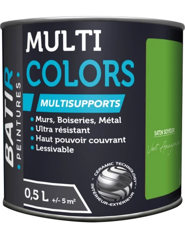 Peinture Batir Multi-Supports Satin Soyeux 0,5 L vert amazo