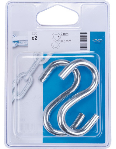 Crochets S Égaux Chapuis Acier galvanisé D.7mm, lot de 2 - Chapuis
