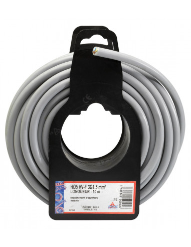 Câble HO5VV-F Gris 10m Câble électrique souple pour usage domestique - Dhome