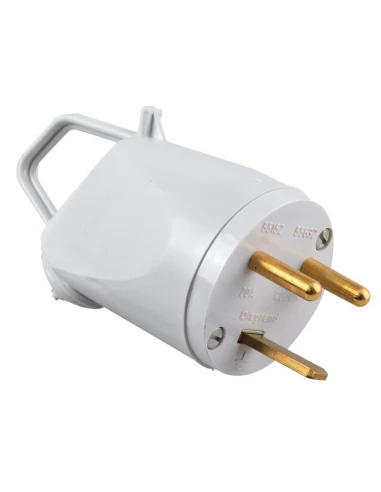 Fiche plastique 2p+t 20 a plexo étanche male gris