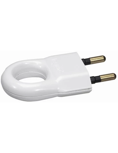 Fiche plastique 2p- 6 a male blanc à anneau - LEGRAND