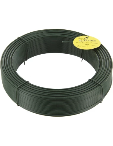 Fil de tension galvanisé plastifie vert 2,4mm - 100m