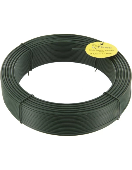 Fil de tension galvanisé plastifie vert 2,4mm - 100m