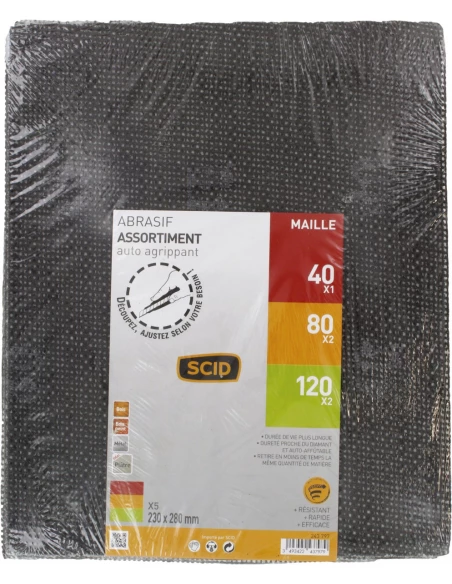 Feuille auto-agrippante 230 x 280 mm 40 x 1 / 80 x 2 / 120 x 2 5