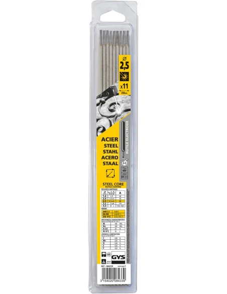 Electrode de soudage traditionnelle acier rutile 11 pièces 2,5mm - GYS