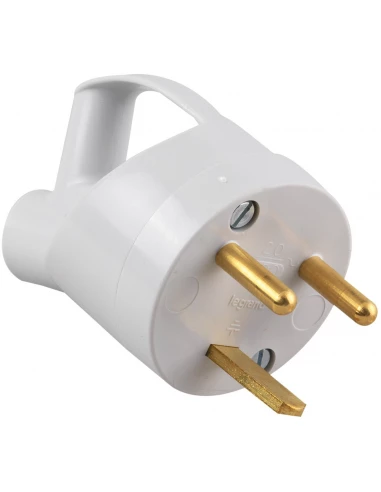 Fiche plastique 2p+t 20 a sortie inclinée male gris