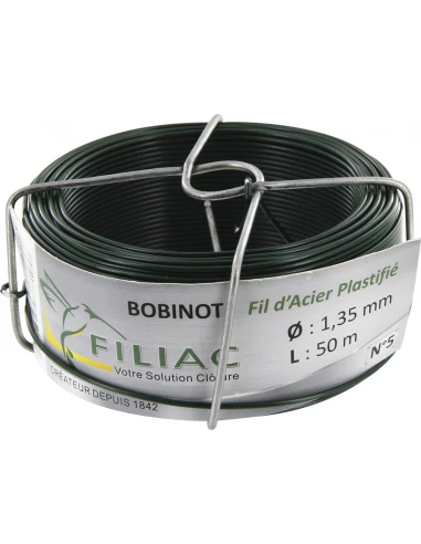 Bobinot plastifié plastifiée vert 1,35mm x 50m