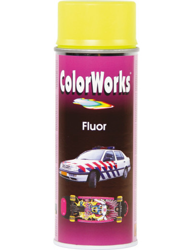 Peinture fluorescente aérosol 400ml  fluo jaune - 8711347009084 - Colorworks - 600924