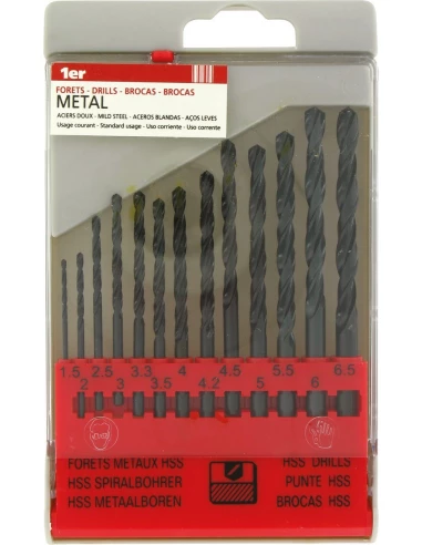Coffret forets métaux précy hss standard 13 forets 1,5 à 6,5