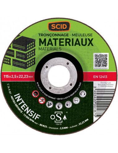 Disque à Tronçonner SCID Pro Découpe multi-matériaux 115x2.5mm - SCID