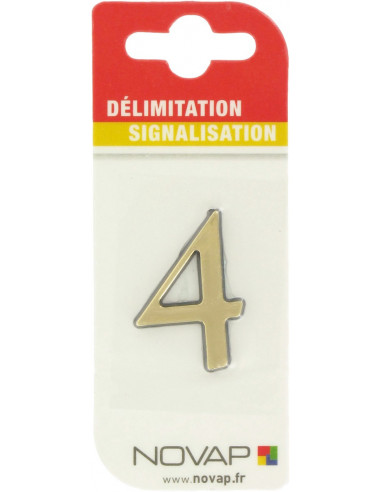 Chiffre Adhésif Or 4 Relief élégant, fixation durable - Novap