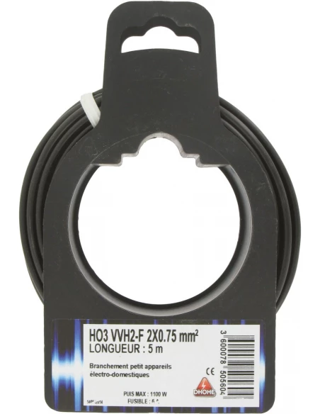H03 vvh 2-f ovoide 2 x 0,75 mm² 5 noir