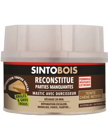 Sintobois mastic à bois avec durcisseur boîte 170 ml / 190 g chêne foncé