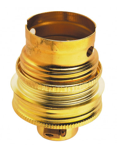 Douille b22 acier laitonné avec passage fil raccord ø 10 mm simple bague