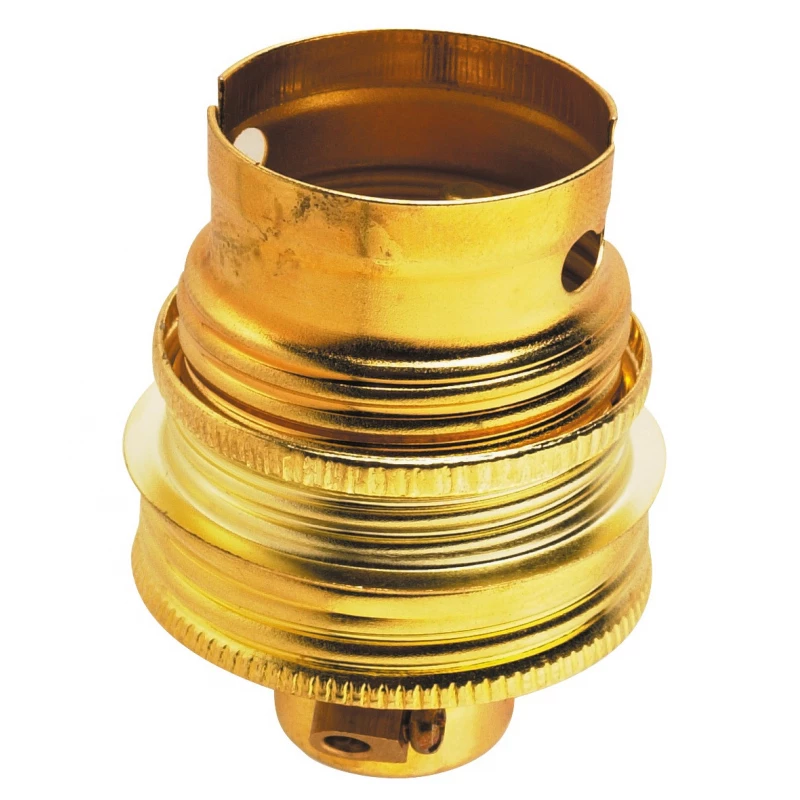 Douille b22 acier laitonné avec passage fil raccord ø 10 mm simple bague